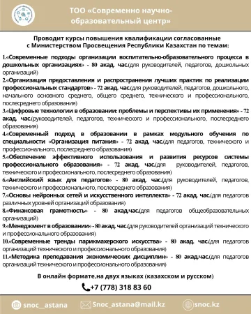 Перечень образовательных программ курсов повышения квалификации